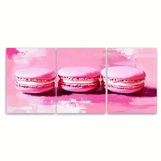 3pcs Abstract Pink Macaron Painting Metal Print Ready to Hang Art