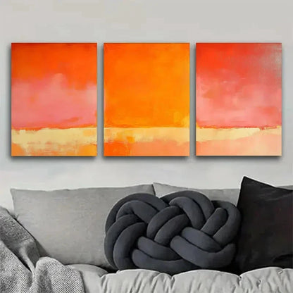 3pcs Abstract Sunset Gradient Pink to Orange Metal Print Ready to Hang Art