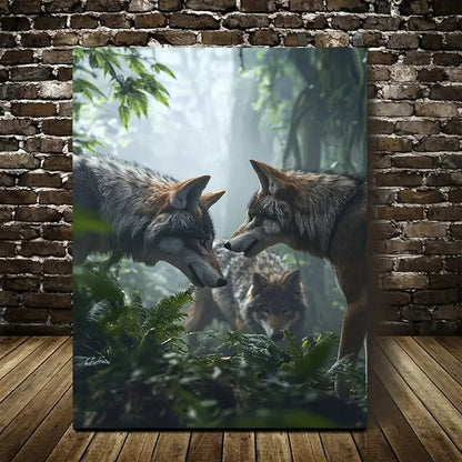 Detailed Forest and Wildlife Wolf Painting 40x60cm Metal Print Ready to Hang
