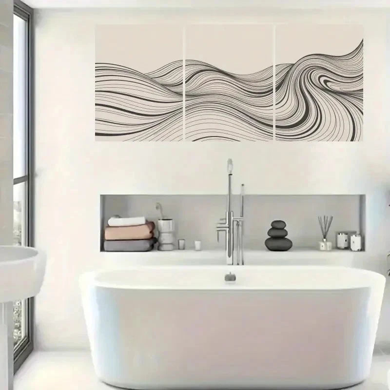 3pcs Flowing Lines Decorations Painting Metal Print Ready to Hang Art