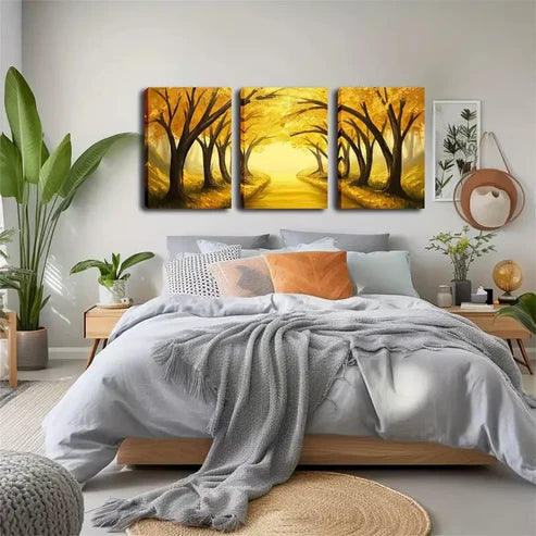 3pcs Dreamlike, Autumn Tree Passage Wall Art Canvas Unframed - High Quality Print 100% Australian Made Wall Canvas