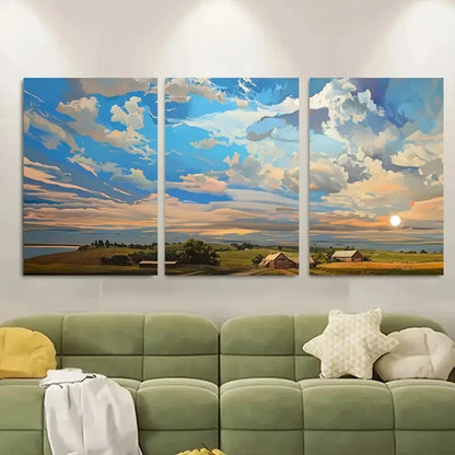 3pcs Rustic Countryside Prairiecore Farmhouse Metal Print Ready to Hang Art