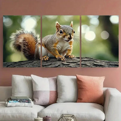 3pcs Cute Squirrel Woodland Wildlife Design Metal Print Ready to Hang Art