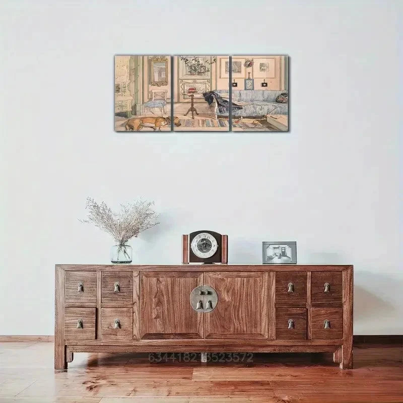 3pcs Bohemian Decor Prints Neutral Toned Metal Print Ready to Hang Art