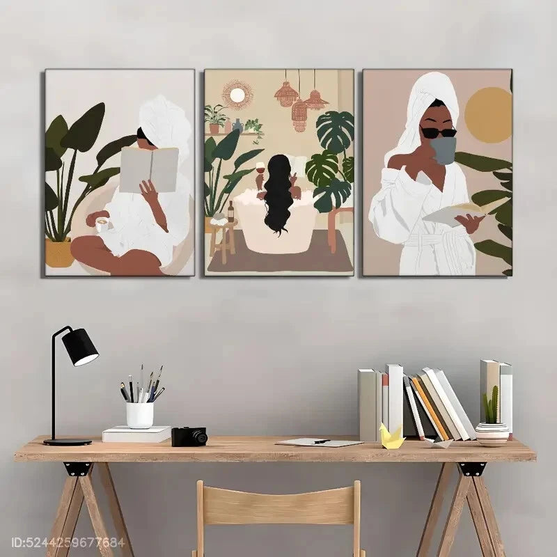 3pcs Elegant Tropical Plant Leaf Prints Art Posters Metal Print Ready to Hang