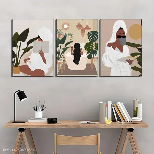 3pcs Elegant Tropical Plant Leaf Prints Art Posters Metal Print Ready to Hang