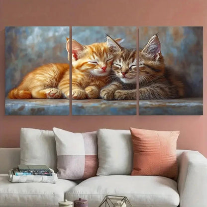 3pcs Cute Cartoon Dog Cat Best Friends Design Metal Print Ready to Hang Art