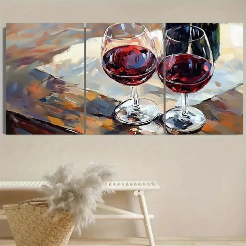 3pcs Cheers Red Wine Wall Art Set Canvas Unframed - High Quality Print 100% Australian Made Wall Canvas