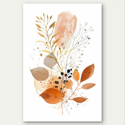 Modern Abstract Botanical Autumn Leaves Boho 40x60cm Metal Print Ready to Hang