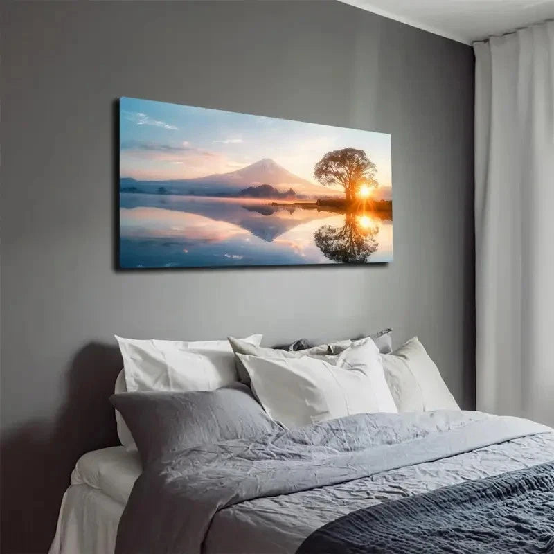 Minimalist Design Sunrise Wall Art Canvas Office Home Room Framed 120x60cm