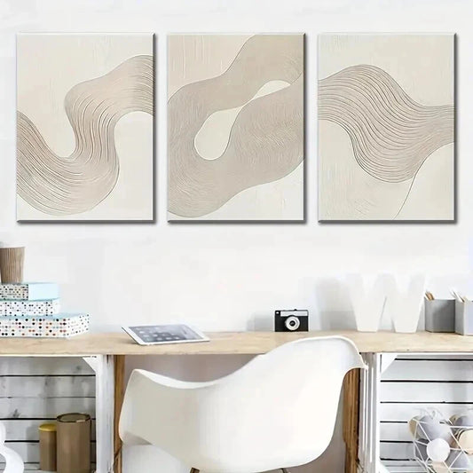 3pcs Modern Abstract Line Art Decor Wall Art Set Canvas Framed 40x60cm - High Quality Print 100% Australian Made Wall Canvas Ready to Hang