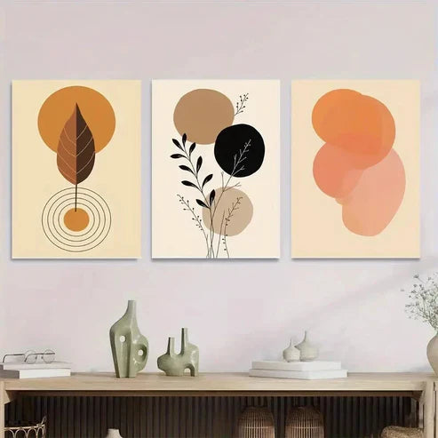 3pcs Geometric Nature Designs Modern Abstract Wall Art Set Canvas Unframed - High Quality Print 100% Australian Made Wall Canvas