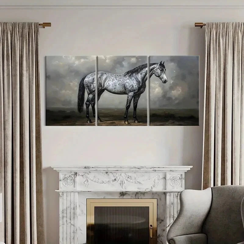 3pcs Artistic Horse Painting Spotted Pattern Metal Print Ready to Hang Art