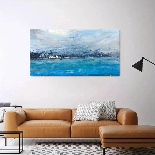 Abstract Art Blue Seaside wall canvas office home room framed 120x60cm - Bella Home Decor