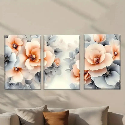 3pcs Bunch of Flowers with Leaves Retro Wall Art Set Canvas Framed 40x60cm - High Quality Print 100% Australian Made Wall Canvas Ready to Hang