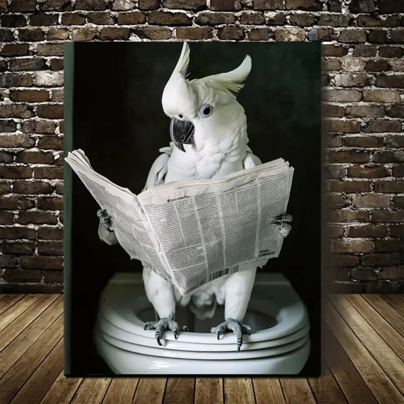 Beautiful Modern White Parrot Contemporary Painting 40x60cm Metal Print Ready to Hang