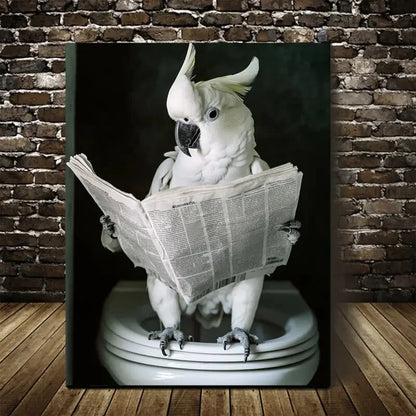 Beautiful Modern White Parrot Contemporary Painting 40x60cm Metal Print Ready to Hang