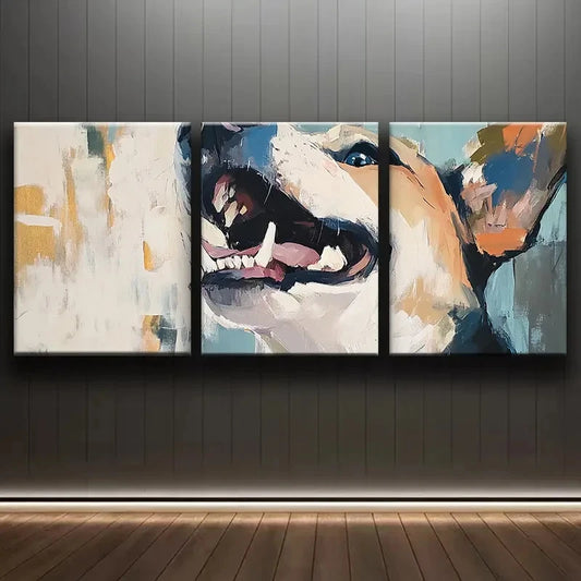 3pcs Abstract Dog Portrait Metal Print Ready to Hang Art