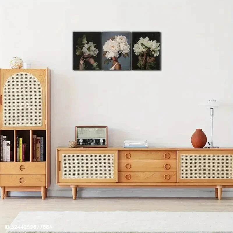 3pcs Touch of Sophistication Floral Wall Art Metal Print Ready to Hang Art