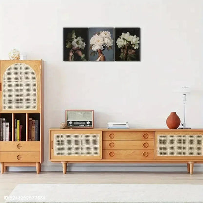 3pcs Touch of Sophistication Floral Wall Art Metal Print Ready to Hang Art