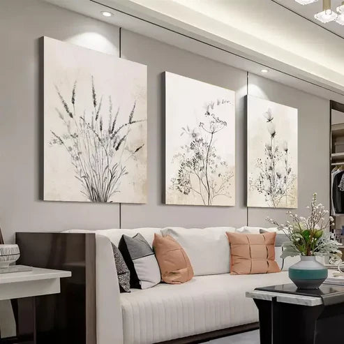 3pcs Floral & Ink Plant Wall Art Set Canvas Unframed - High Quality Print 100% Australian Made Wall Canvas