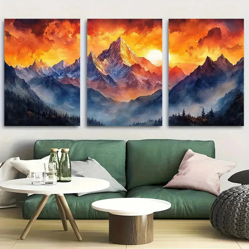 3pcs Mount Everest Ethereal Clouds Sunrise Metal Print Ready to Hang Art