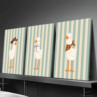 3pcs Featuring Ducks Wall Art Set Canvas Framed 40x60cm - High Quality Print 100% Australian Made Wall Canvas Ready to Hang