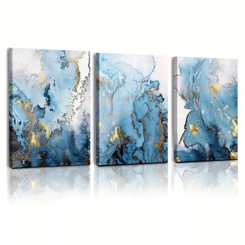 3pcs Abstract Marbling Art Set Canvas Unframed - High Quality Print 100% Australian Made Wall Canvas