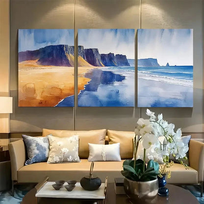 3pcs Vibrant Icelandic Coastline Scenery Metal Print Ready to Hang Art