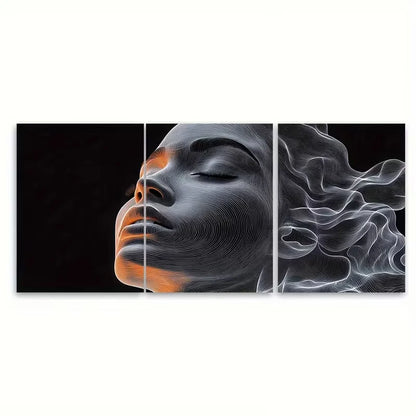 3pcs Line Face Drawing Abstract Metal Print Ready to Hang Art