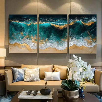 3pcs Emerald Green Ocean Metal Print Ready to Hang Art