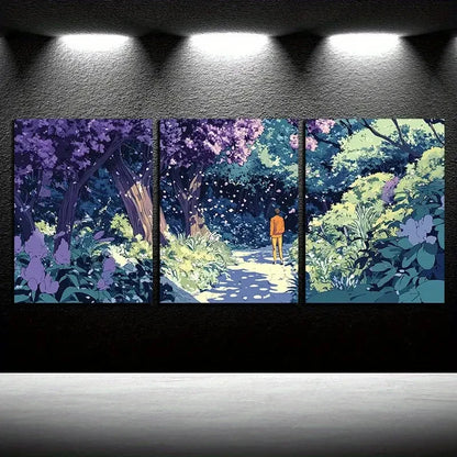 3pcs Man in the Enchanting Forest Metal Print Ready to Hang Art