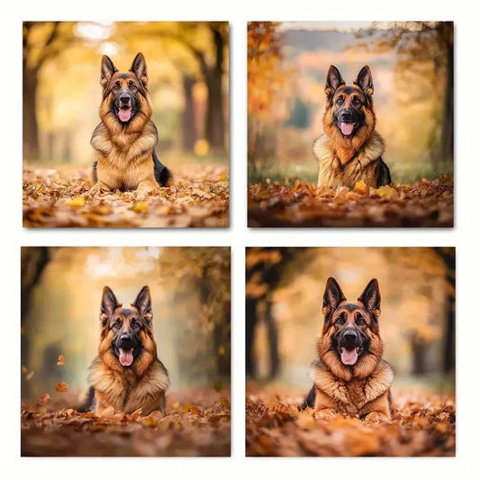 4pcs German Shepherd DogWall Art Canvas Framed