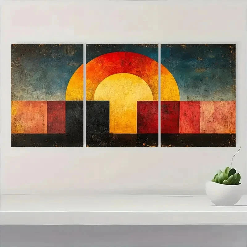 3pcs Showcasing a Century Panoramic Bauhaus Art Metal Print Ready to Hang Art