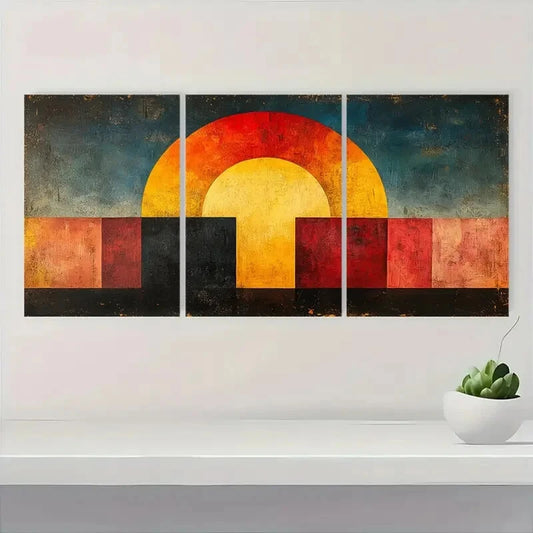 3pcs Showcasing a Century Panoramic Bauhaus Art Metal Print Ready to Hang Art