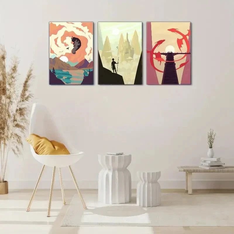 3pcs Fantasy Story Art Enjoyment Landscape Metal Print Ready to Hang Art