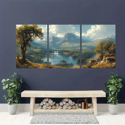 3pcs Rustic Landscape The Valley of the Tyne Metal Print Ready to Hang Art