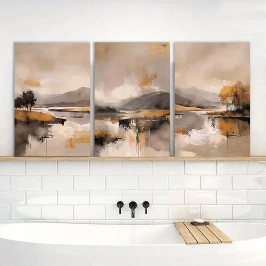3pcs Abstract Mountain Landscape Printing Metal Print Ready to Hang Art