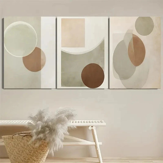 3pcs Sage Green Terracotta Beige Tones  Abstract Metal Print Ready to Hang Art