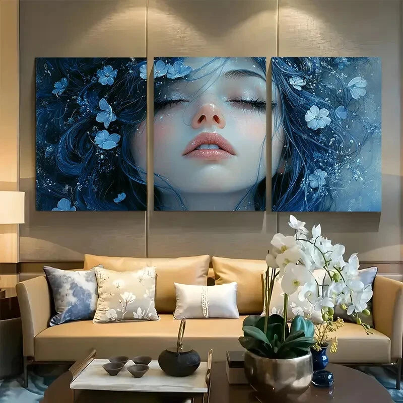 3pcs Celestial Goddess of the Moon Metal Print Ready to Hang Art