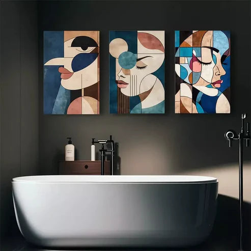3pcs Modern Abstract Face Wall Art Set Canvas Unframed - High Quality Print 100% Australian Made Wall Canvas