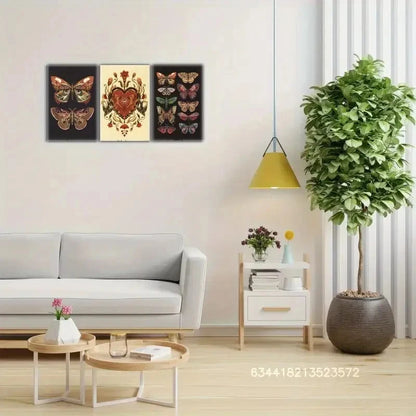 3pcs Butterfly Print Moth Art Print Botanical Metal Print Ready to Hang Art