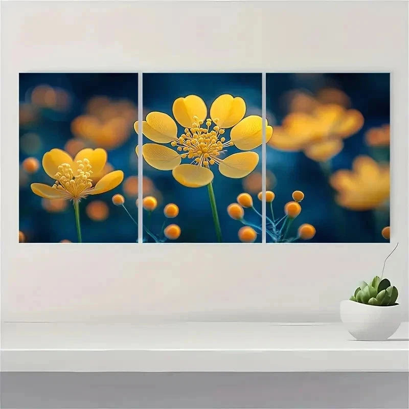 3pcs Fennel Flower Nature Perfect Wall Art Set Canvas Framed 40x60cm - High Quality Print 100% Australian Made Wall Canvas Ready to Hang
