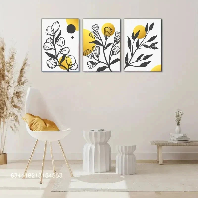 3pcs Artistic Premium Leaves Decoration Metal Print Ready to Hang Art