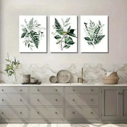 3pcs Boho Vegetation Sage Green Botanical Metal Print Ready to Hang Art