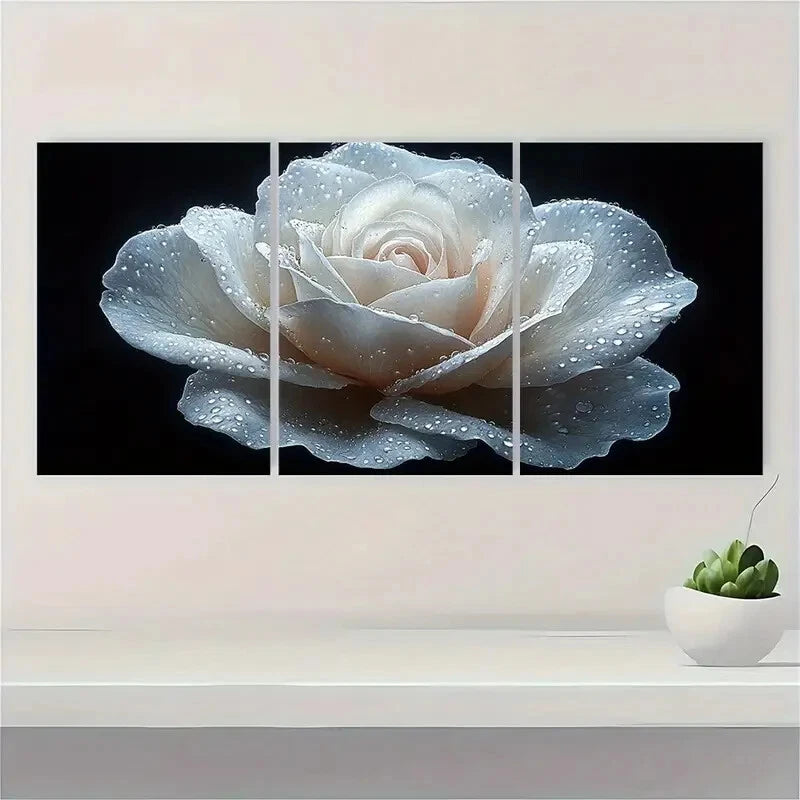 3pcs Painting Print Flower Art Rose Painting Metal Print Ready to Hang Art