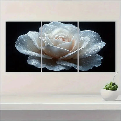 3pcs Painting Print Flower Art Rose Painting Metal Print Ready to Hang Art