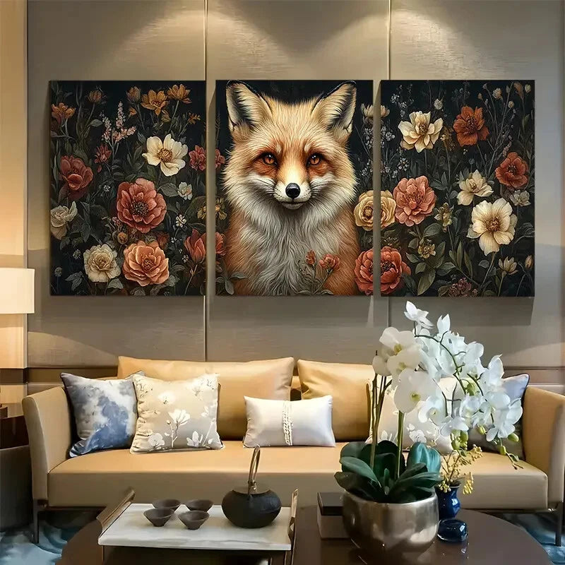 3pcs Victorian Fantasy Fox Regal Portrait Metal Print Ready to Hang Art