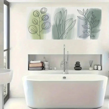 3pcs Botanical Eucalyptus Leaves Abstract Leaves Metal Print Ready to Hang Art