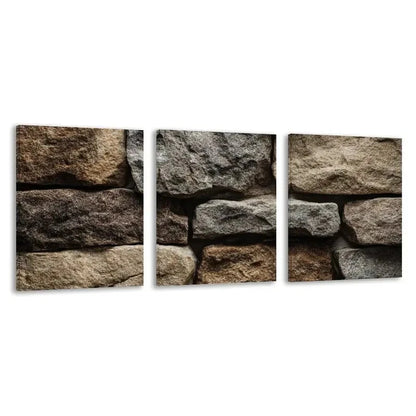 3pcs Natural Stone Wall Panel Design Rustic Wall Art Set Canvas Framed 50x70cm - High Quality Print 100% Australian Made Wall Canvas Ready to Hang